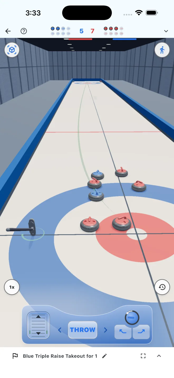 Native iPhone shot setup with aiming, weight, and curl controls